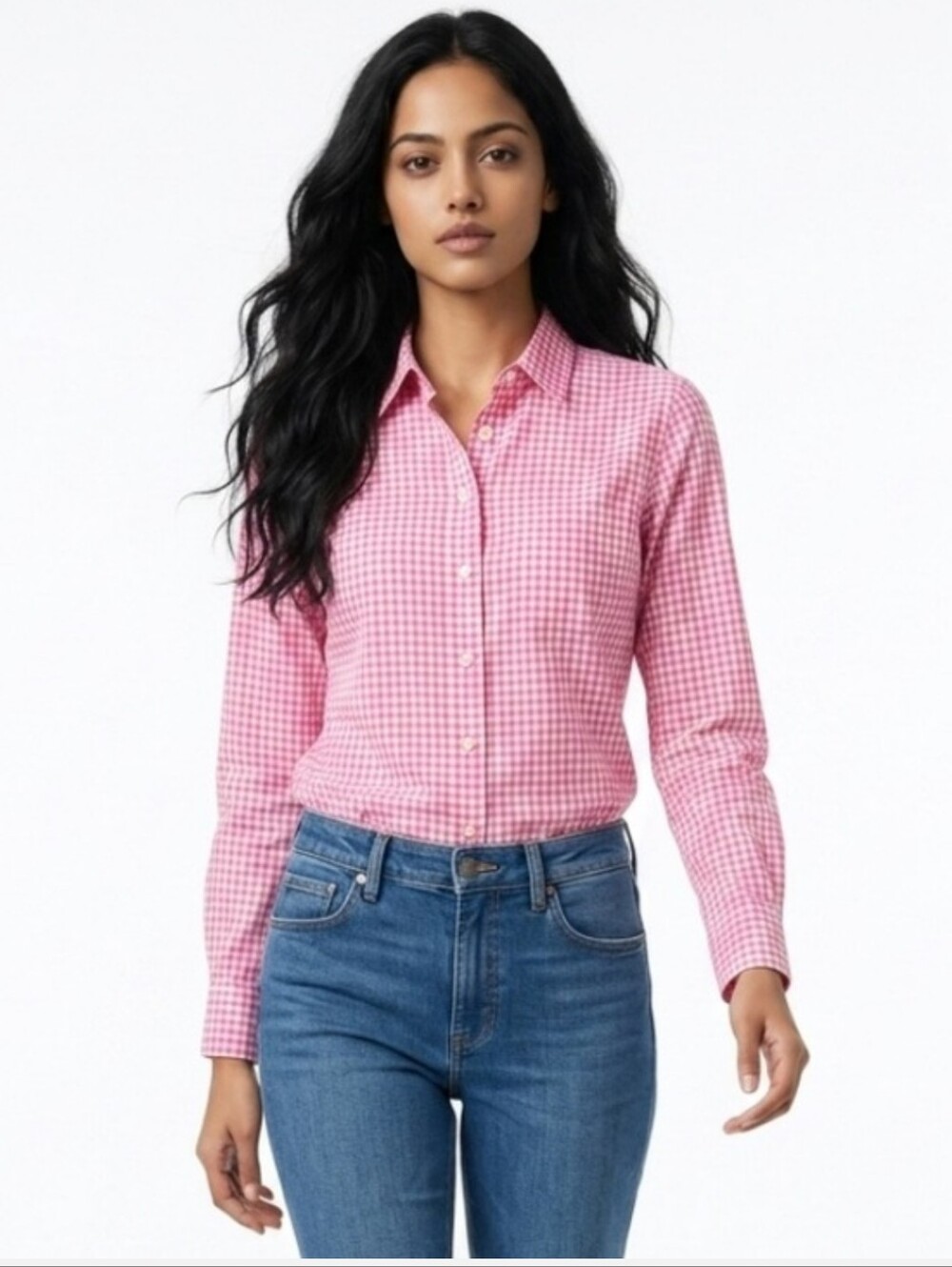 J. Crew Perfect Shirt Pink Gingham Button-Down Shirt - Women's Top